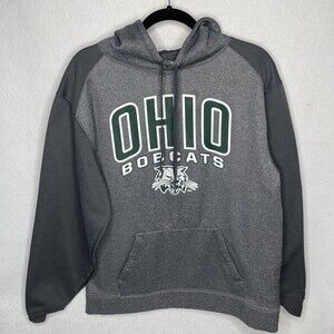 Badger Sports Ohio Bobcats Mens Gray  Sweatshirt Hoodie Pullover Hooded Size M